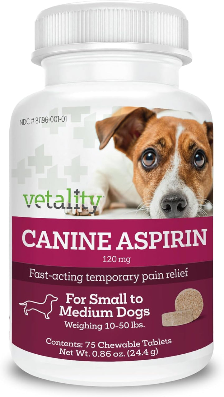 Canine Aspirin for Dogs | Fast Pain Relief | Large to X-Large Dogs | Liver Flavor | 120 Chewable Tablets
