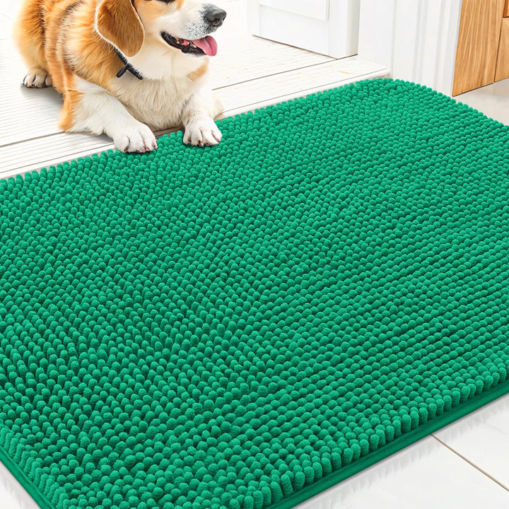Dog Door Mat for Muddy Paws 30X20, Absorbs Moisture and Dirt Doormat, Non-Slip Washable Quick Dry Chenille Front Door Mat Indoor Entrance, Entryway Carpet for inside Floor, Grey