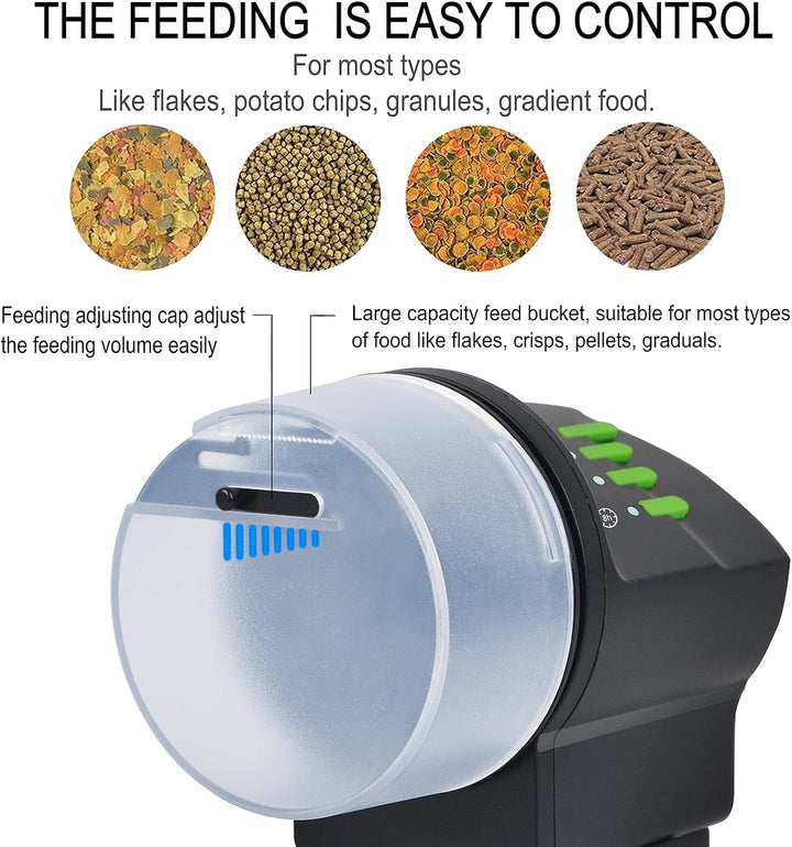 Automatic Fish Feeder Food Dispenser Vacation Fish Feeder Powered by Battery and USB for Aquarium and Turtle Tank
