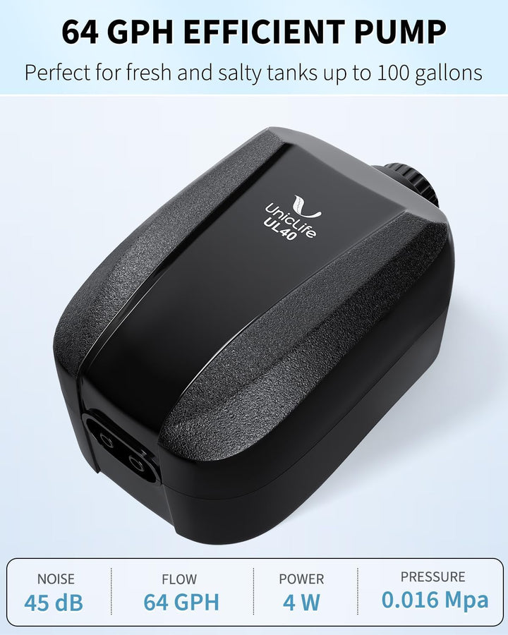 Aquarium Air Pump Dual Outlet Fish Tank Aerator with Accessories for 5-200 Gallon Tank