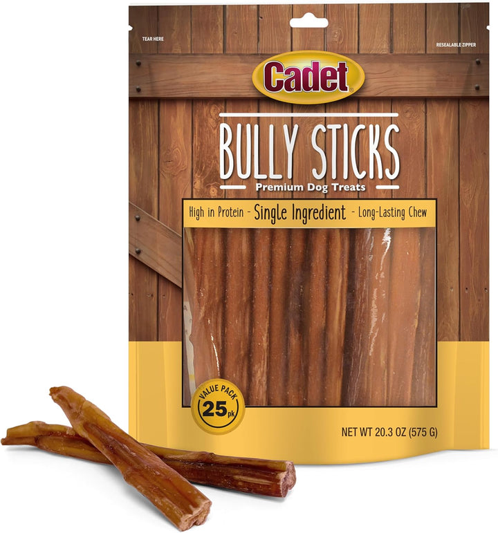 Bully Sticks for Small Dogs – All-Natural Beef Pizzle, High Protein, Low Fat, Long-Lasting, Grain & Rawhide-Free Dog Chews for Aggressive Chewers, Small (12 Ounce)