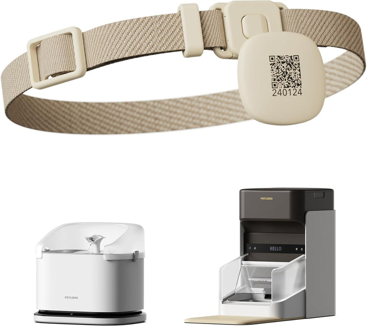 RFID Collar Tag for Smart App Monitoring Cat Water Fountain PLWF305 and One RFID Automatic Cat Feeder PLAF301, Lightweight and Compact Tag with Snap Release Design