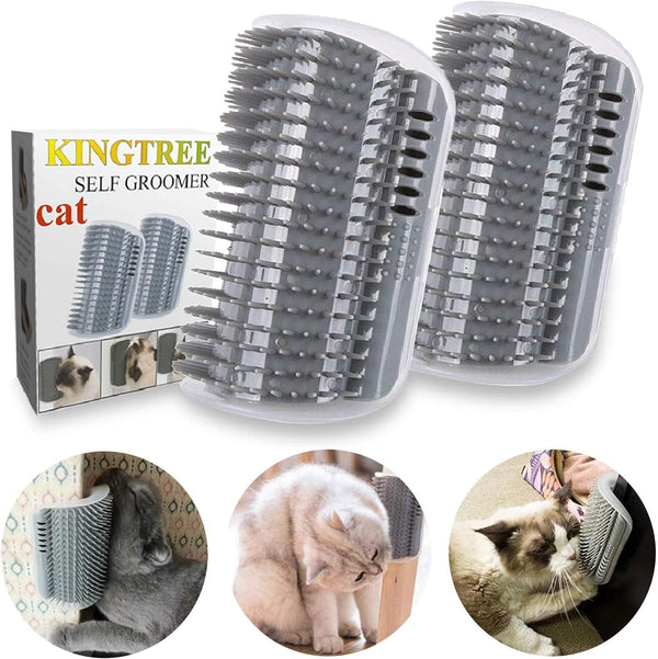 Cat Corner Scratcher Self Groomer with Catnip, 2 Pack Softer Cat Face Scratchers Wall Corner Grooming Massage Combs for Long & Short Fur Cats