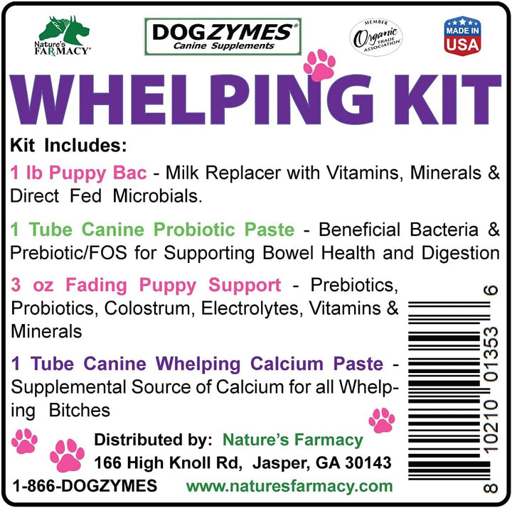 Whelping Kit - Containing Canine Whelping Calcium Paste, Probiotic Paste, Fading Puppy Support, and Puppy Bac Milk Replacer