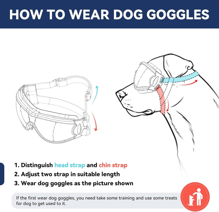 Dog Goggles Dog Sunglasses for Medium to Large Breed Anti-Uv Eye Protection with Adjustable Straps- Silver