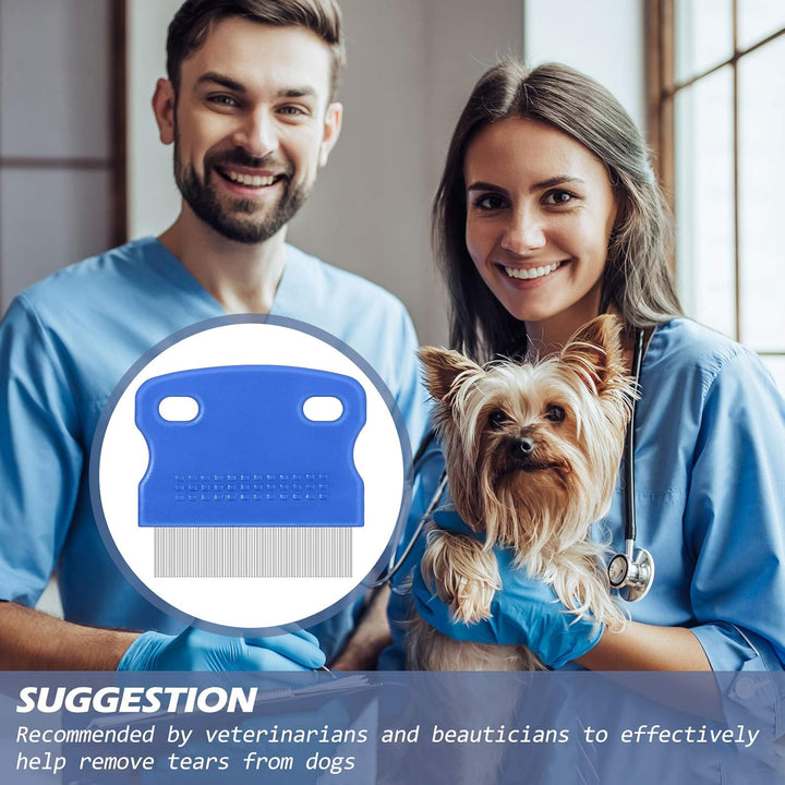 10 Pieces Tear Stain Remover Comb Dog Flea Comb Pet Grooming Comb Stainless Steel Teeth with Plastic Handle for Medium and Small Dogs Cats Removing Flea Dandruff Flakes and Stain