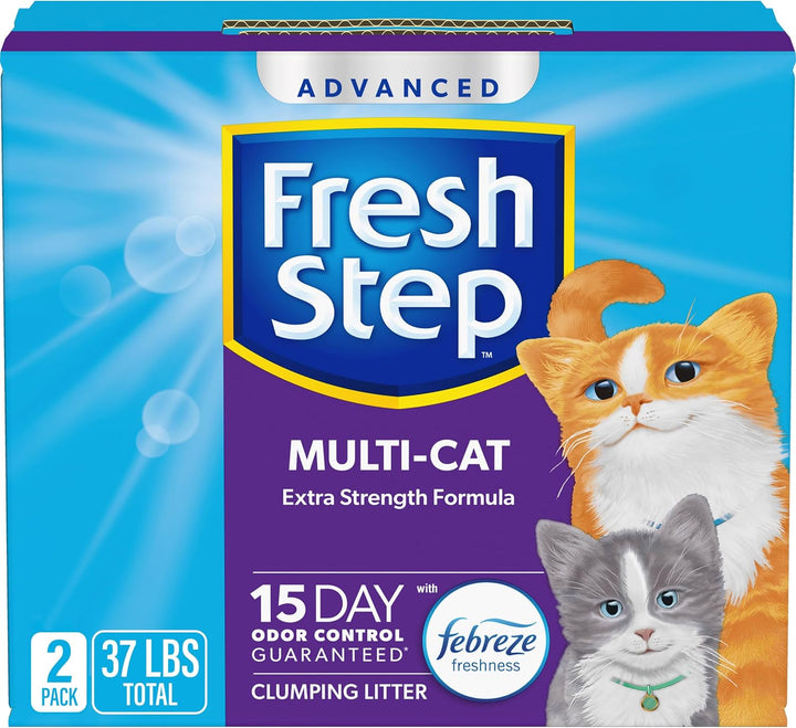 Clean Paws Cat Litter with Febreze Freshness, Advanced Multi Cat Low Tracking Clumping Litter, 37 Lbs. (2 X 18.5 Lb. Box)