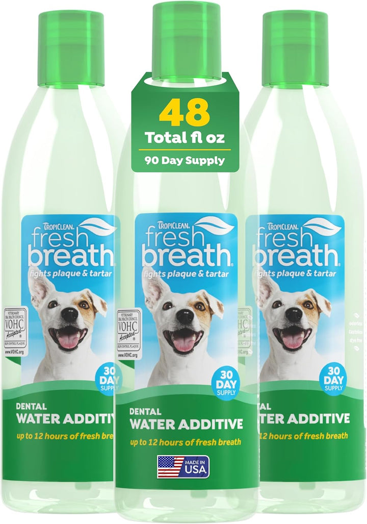 Fresh Breath Water Additive for Dogs, Dog Breath Freshener and Teeth Cleaning Solution, No Toothpaste or Toothbrush Required, 33.8Oz.