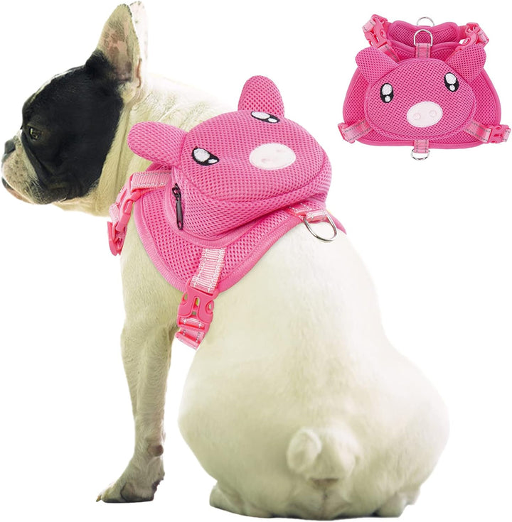 Dog Backpack Harness, No-Pull Dog Backpack with D-Ring for Small Medium Dogs, Cute Self Carrier Backpack for Dogs to Wear, Adjustable Doggy Backpacks for Traveling Camping Hiking, Frog, M