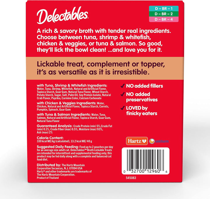 Delectables Savory Broths Lickable Wet Cat Treat Variety Pack, 12Count(Pack of 1)