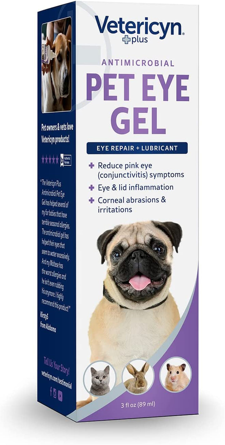 plus Pet Eye Gel | Dog and Cat Eye Ointment Alternative to Lubricate and Relieve Eye Irritations and Abrasions, Reduce Symptoms of Pink Eye in Dogs and Cats. 3 Ounces