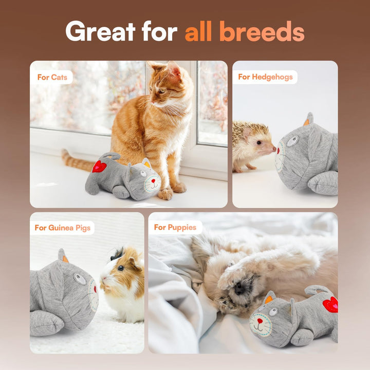 Heartbeat Cat Calming Toy Heartbeat Soothing Kitty Toys Stuffed Plush Warm Toys for Cats Comfort Kitty Stress Relief and Sleep Aid Toy