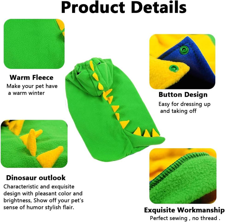 Funny Halloween Large Dog Dinosaur Costume Outfits,Dog Pajamas Hoodie Winter Warm Pet Clothes Coat for Golden Retriever Pitbull(Green, 7XL)