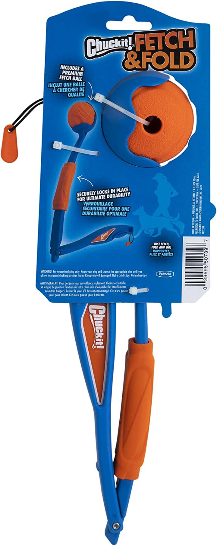 Fetch & Fold 25M Dog Ball Launcher, 25" Length, Includes Medium Ball (2.5") for Dogs 20-60 Pounds