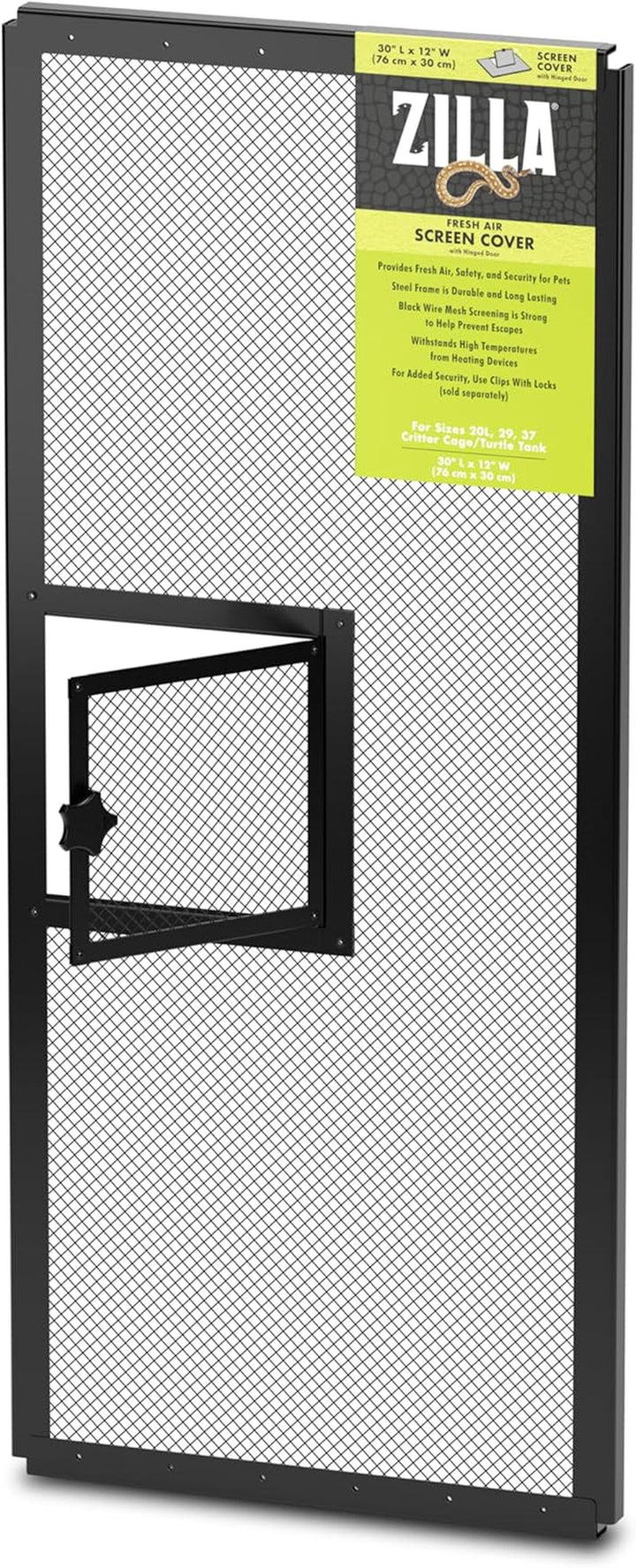 Pet Reptile Terrarium Fresh Air Screen Cover with Hinged Door 20" X 10"