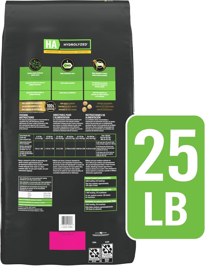 Purina HA Hydrolyzed Protein Dog Food Dry Chicken Flavor Formula - 25 Lb. Bag