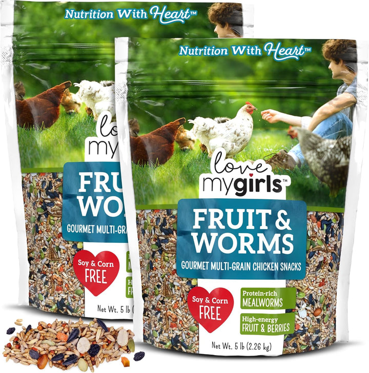 : Chicken Snacks - Veggies & Worms - 5Lb Bag - Global Harvest, Gourmet Multi-Grain Treats, Corn-Free, Nutritious & Protein Rich Mealworms