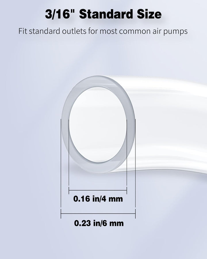 Aquarium Airline Tubing 6.5 Feet Standard 3/16" Aquarium Tubing for Fish Tank Air Pump, Flexible Kink-Resistant Pure PVC Hose for Aquarium Garden Terrarium Pond