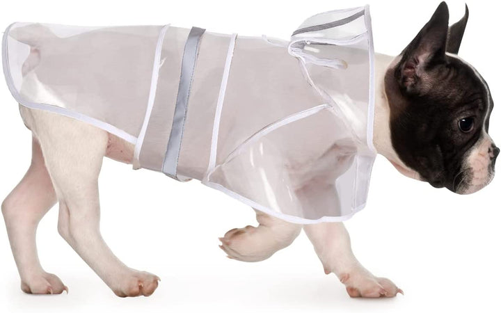 Dog Raincoat Jacket Reflective Adjustable Hooded Pet Poncho Rain Coat with Leash Hole for Small to X-Large Dogs Yellow - L