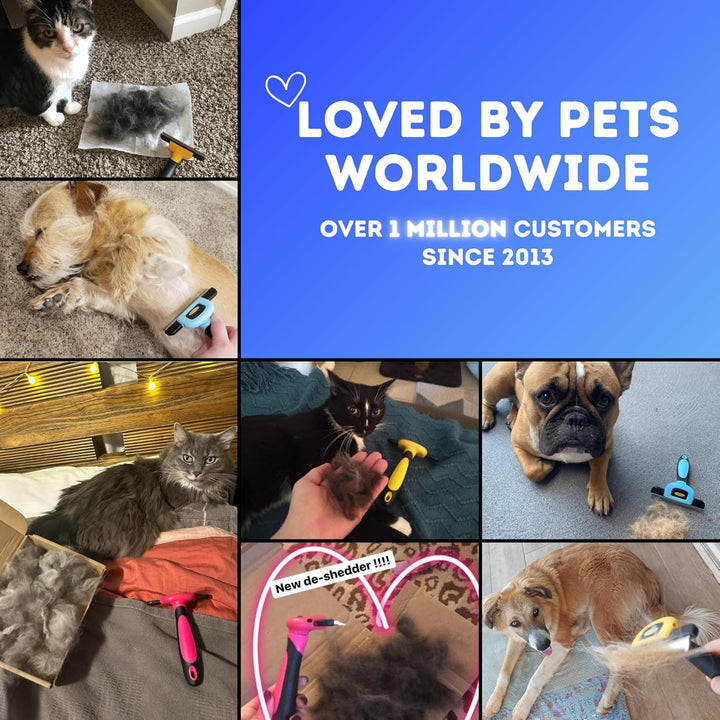 Deshedding Tool | Stainless Steel Grooming Brush for Shedding Fur Removal - Cats and Dogs