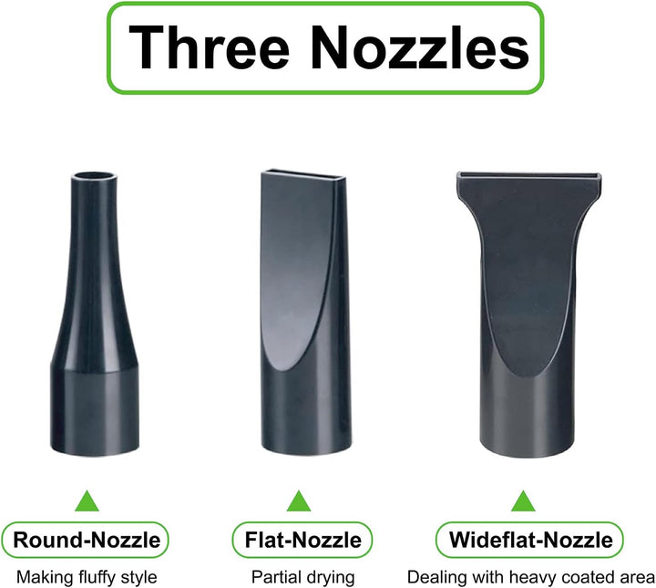 Dog Dryer for Pet Grooming, High Velocity Pet Hair Dryer with Heater, Adjustable Speed, 3 Nozzles and a Comb, Blue