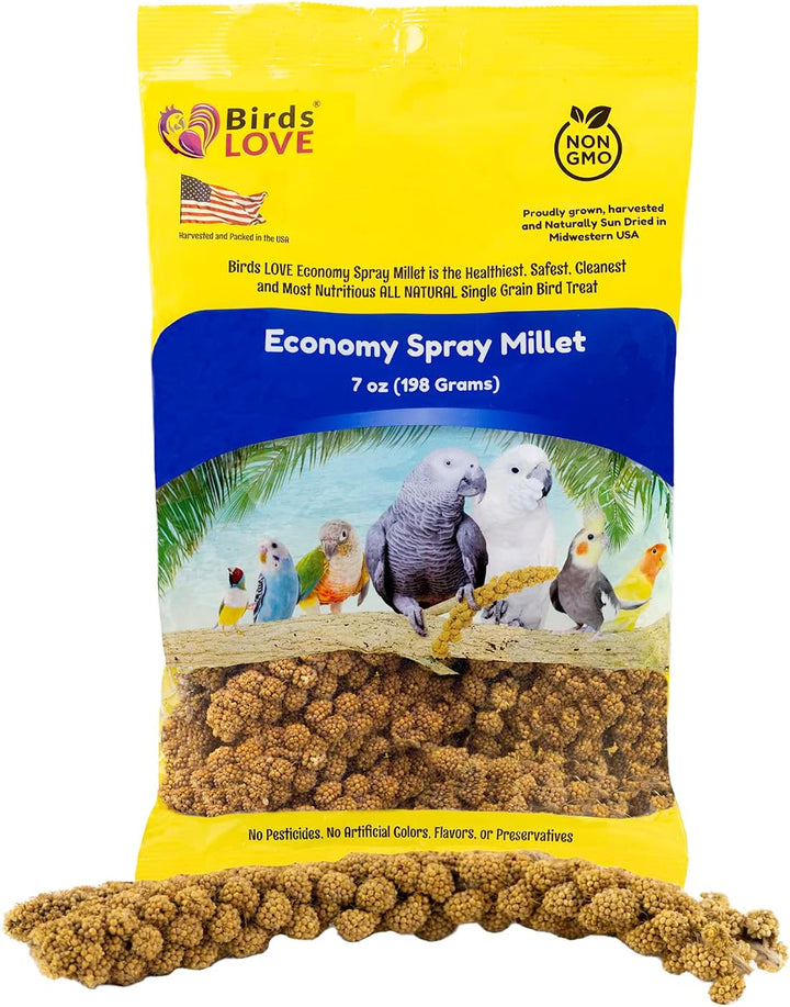 Millet Tips & Tails for Birds - Parakeets, Cockatiels, Lovebirds, Finches, Budgies, Canaries, Cockatoos - Natural & Healthy Millet for Birds - Parakeet Food & Treats for All Parrots, 1Lb