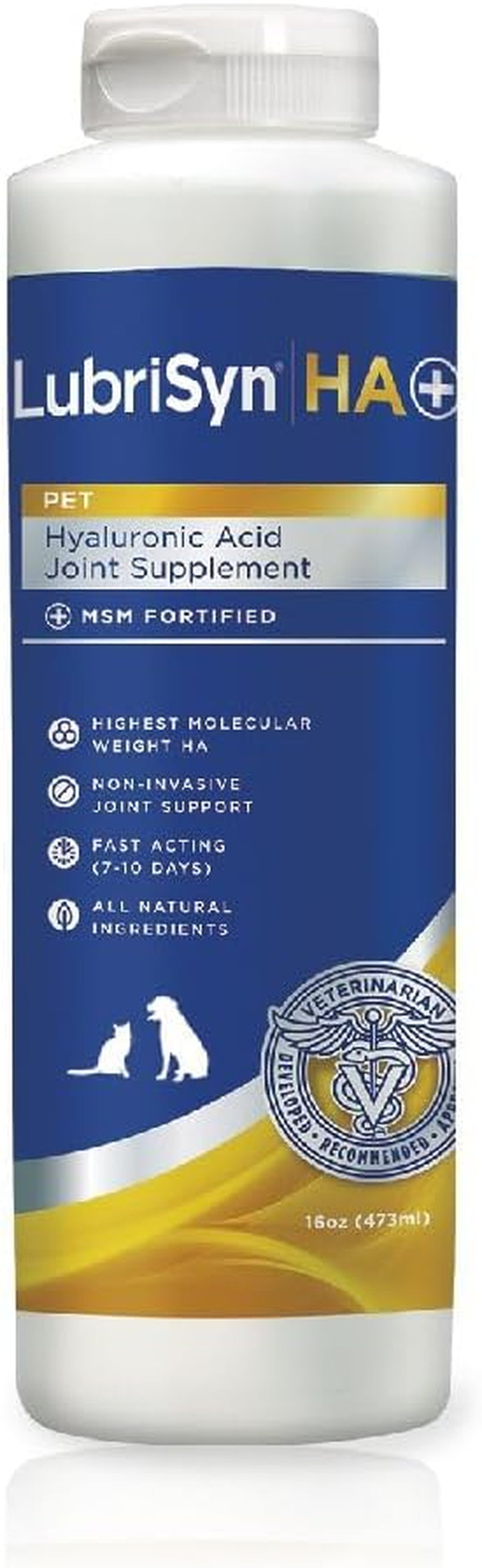 Hyaluronic Acid + MSM Joints Supplement, 16Oz: Natural Pure HA Liquid Dog and Cat Joint & Cartilage Support, Relief, and Lubrication for Pets Including Dogs, Cats and Horses, Vegan Formula