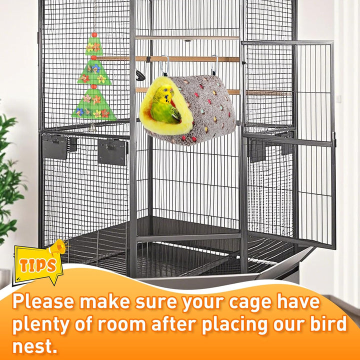 Medium Warm Bird Nest House - Cozy Bird Bed for Cage with Mat, Hanging Hammock Shed Hideaway Hut for Budgerigar Monk Parakeet Rose-Ringed Parakeet Plain Parakeet Sun Conure Cockatiel