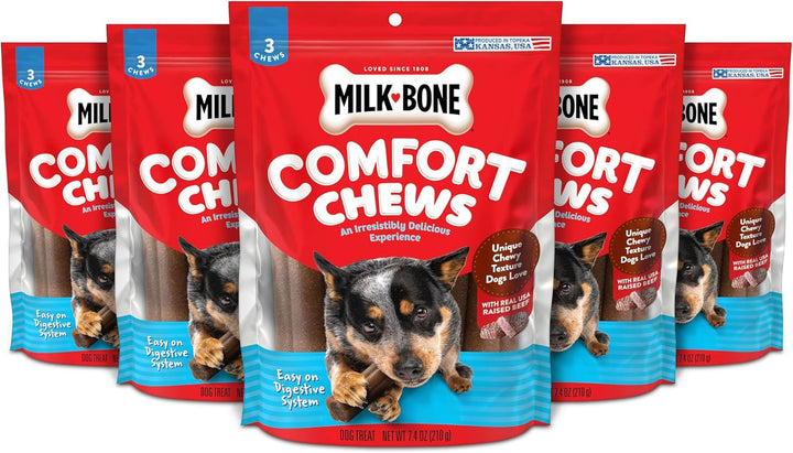 Comfort Chews, Rawhide Free Dog Treats with Unique Chewy Texture and Real Beef, 16 Chews, Easy on Digestive System