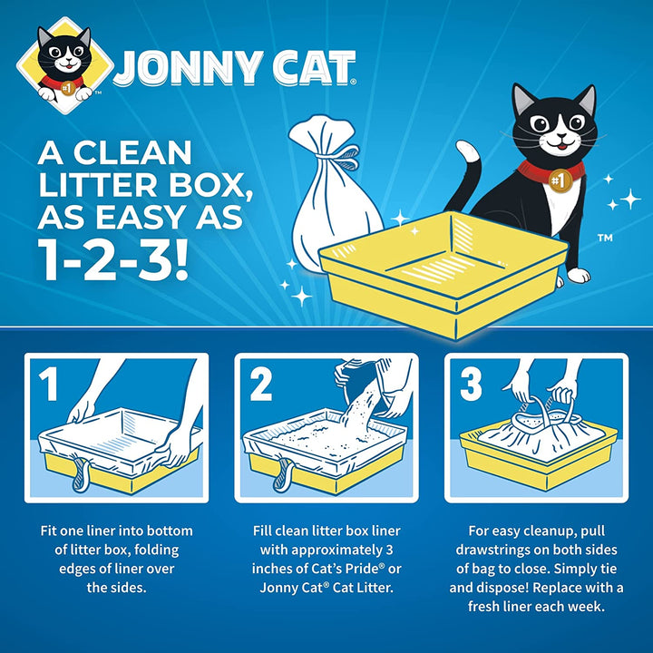 Litter Box Liners: Heavy Duty - Tear & Leak Resistant - Drawstring Close - Jumbo, 15 Count