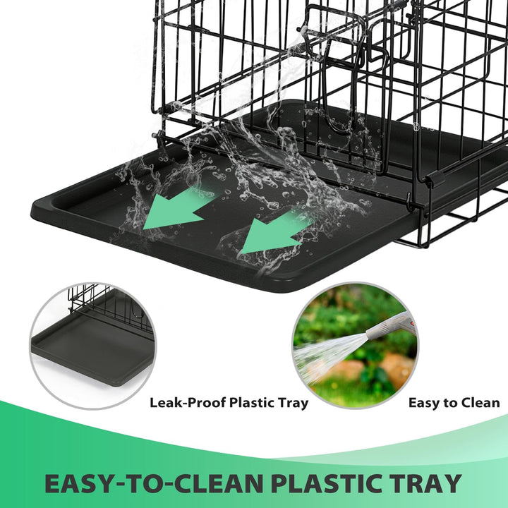 | Dog Crate | 18" | Black | Foldable Metal Kennel with Single Doors, Secure Slide-Bolt Latches, Leakproof Tray | Portable Dog Cage for Small Breeds | for Travel, Indoor & Outdoor Use