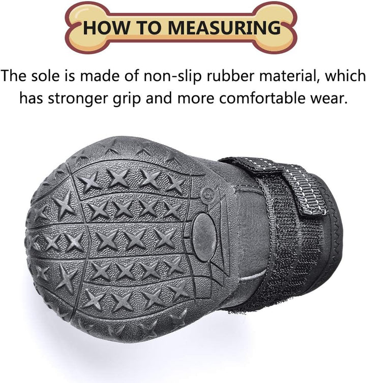 Dog Boots,Waterproof Dog Shoes,Dog Booties with Reflective Rugged Anti-Slip Sole and Skid-Proof,Outdoor Dog Shoes for Medium to Large Dogs 4Pcs-Size6