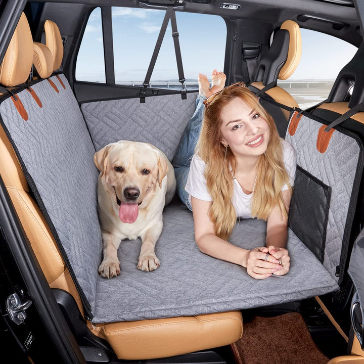 Back Seat Extender,Dog Seat Cover for Back Seat,Hard Bottom Car Seat Cover for Dogs,Dog Hammock for Car,Back Seat Pet Cover for Dogs(Black)