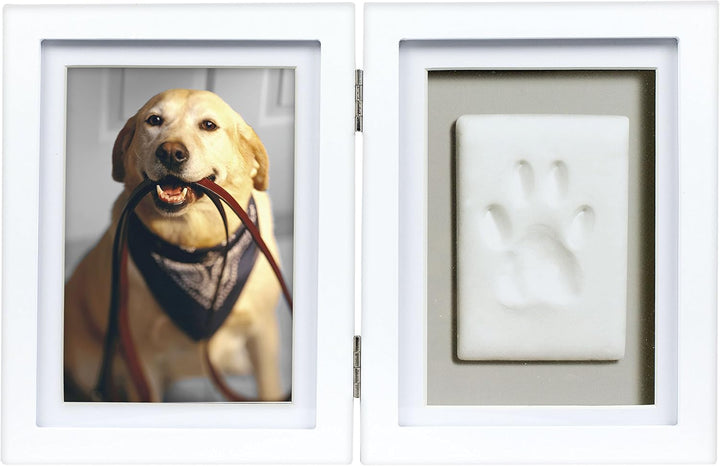 Pet Paw Print Photo Frame with Clay Imprint Kit - Wooden Pet Paw Print Frame, DIY Memorial Keepsake for Cats and Dogs, No Mess Clay for Perfect Pawprints, Ideal Home Decor and Gift, Black