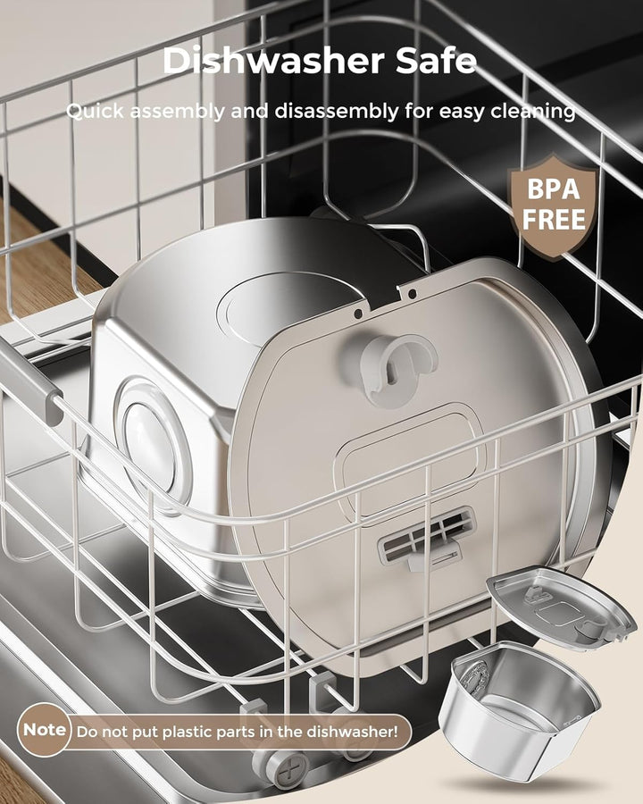 Cat Water Fountain Stainless Steel: 108Oz/3.2L Cat Fountain for Drinking- Pet Water Fountain inside - Automatic Dog Watering Dispenser Bowl - Pet Feeding & Watering Supplies - Water Level Window