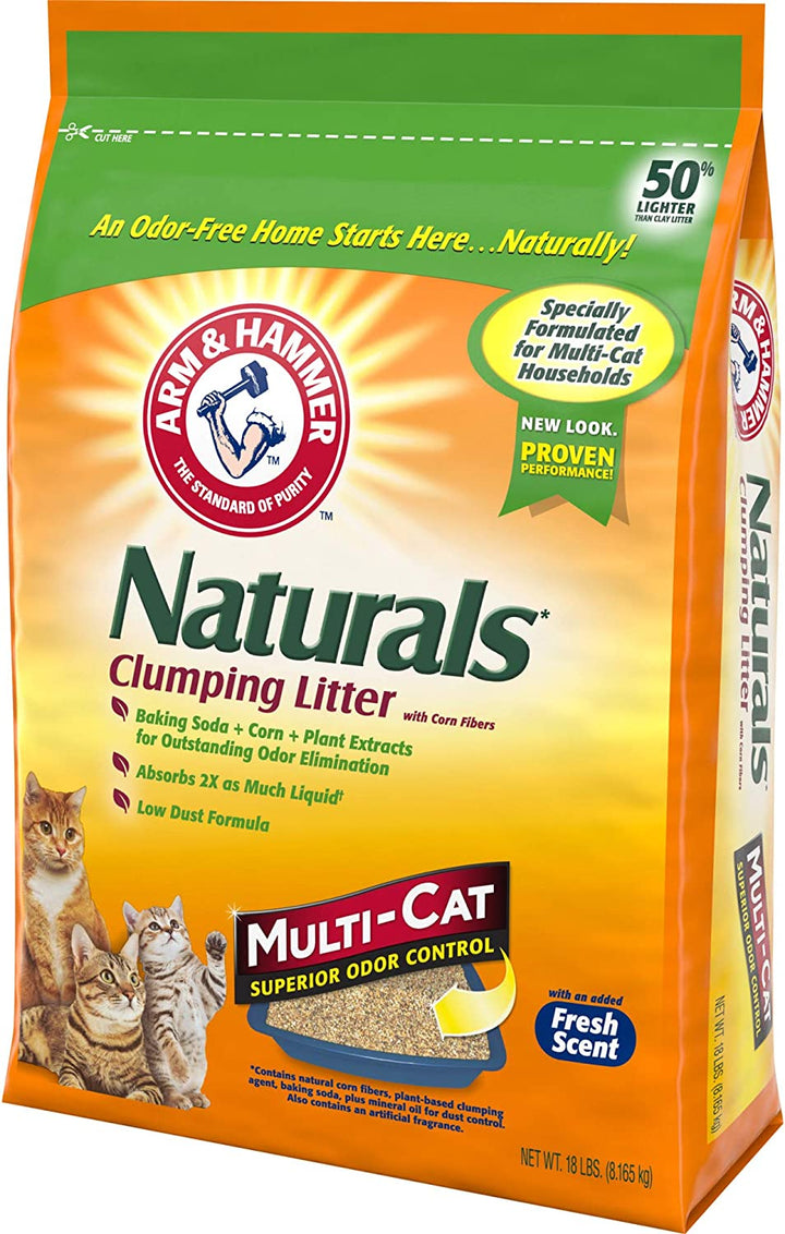Naturals Clumping Cat , Litter Odor Control, Multi Cat Litter, 18 Lb. Bag