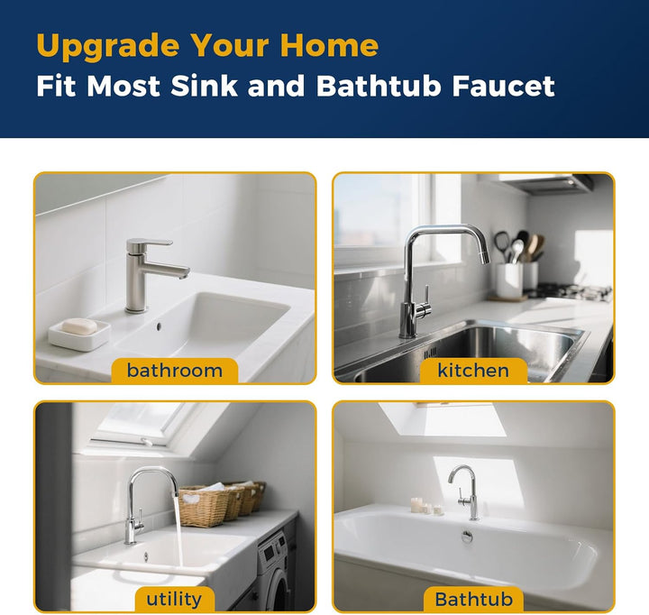 Shower Head Sink-Faucet Bathtub-Bathroom-Garden - Hose Sprayer Attachment(5 Adapters) for Hair Washing & Pet Dog Rinse & Baby Bath, ON/OFF Extension for Moen, Kohler, Delta, American Standar