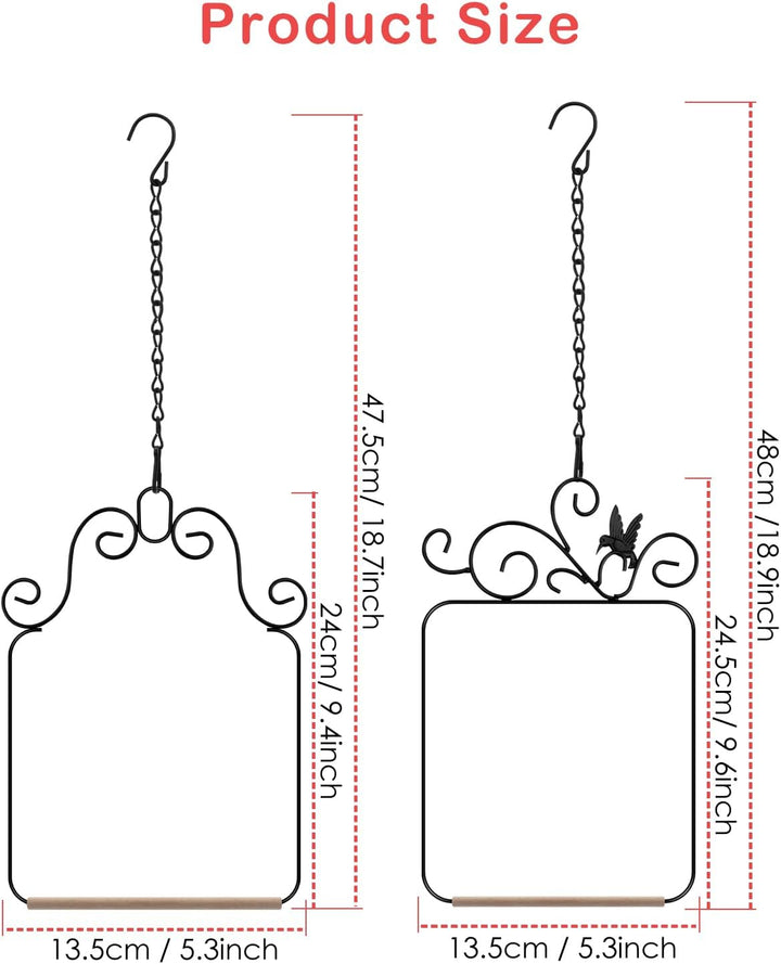 Hummingbird Swings and Perches Metal Frame 2 Pack, Wild Bird Swing Outdoor Bird Perch with Wooden Dowel and 2 Hanging Chain for Hanging Indoor, Outdoor, Trunk, Lawn, Patio, Garden (Black)