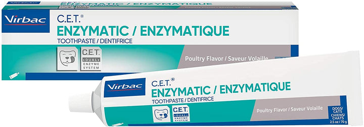 C.E.T. Enzymatic Toothpaste, Eliminates Bad Breath by Removing Plaque & Tartar Buildup, Best Pet Dental Care Toothpaste, Poultry Flavor, 2.5 Oz Tube