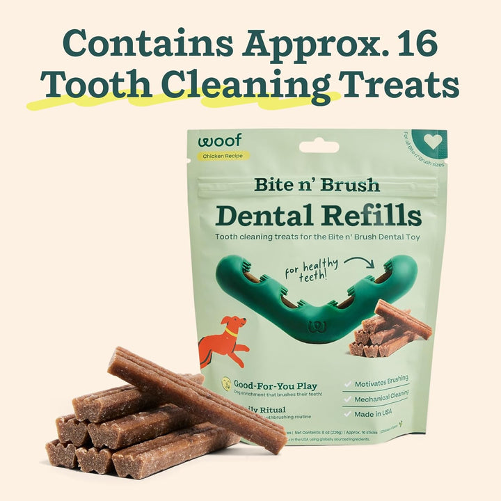 - Bite N' Brush Refills for the Dog Toothbrush Toy - Scrub Plaque and Tartar from Your Dog'S Teeth and Mouth - Dog Dental Chew Toy Treats - Approximately 16 Refills