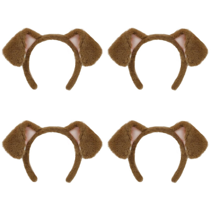 Dog Ears Golden Movable, Realistic Animals Ears Headband Brown, Fluffy Cat Bunny Bear Costume Halloween Christmas for Washing Makeup Cosplay Birthday Party