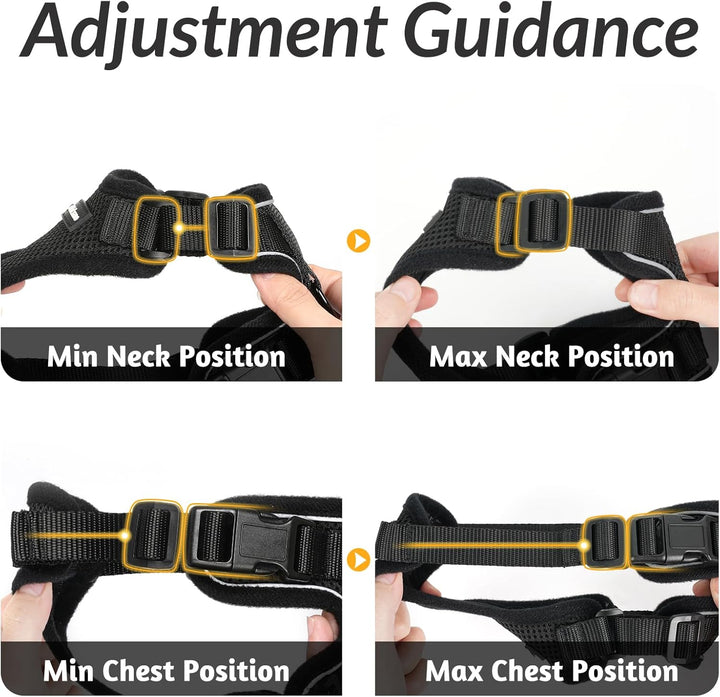 Cat Harness and Leash for Walking, Escape Proof Soft Adjustable Vest Harnesses for Cats, Easy Control Breathable Reflective Strips Jacket, Black, XS