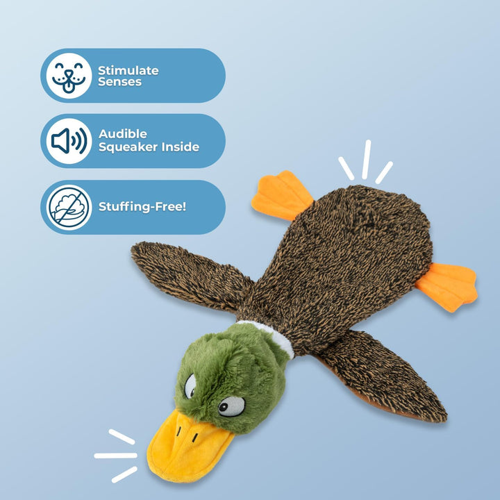 2-In-1 Stuffless Squeaky Dog Toys with Soft, Durable Fabric for Small, Medium, and Large Pets, No Stuffing for Indoor Play, Supports Active Biting and Play - 4 Figures, Small