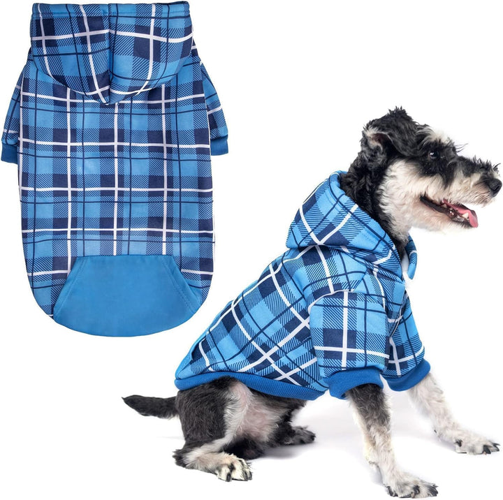 Plaid Dog Hoodie - British Style Warm Dog Sweater Shirt with Leash Hole,Pitbull Clothes Outfits,Winter Coat Apparel for All Breeds Puppy Girl Boy-Cat Apparel