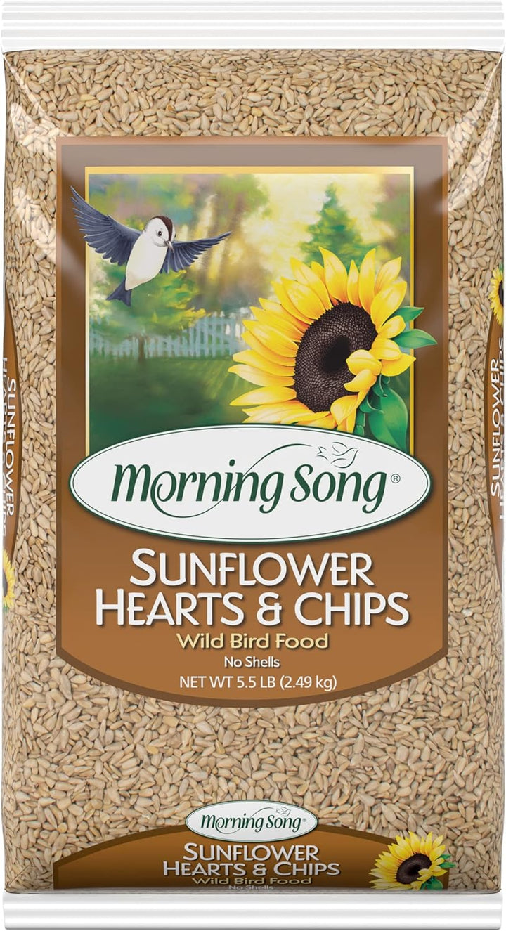 Sunflower Hearts & Chips Wild Bird Food, No Mess Sunflower Seeds for Birds, 5.5-Pound Bag