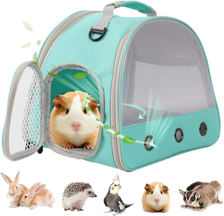Guinea Pig Carrier Backpack, Clear Bubble Window Backpack for Guinea Pig, Bunny Rat Bird (Black, Carrier)