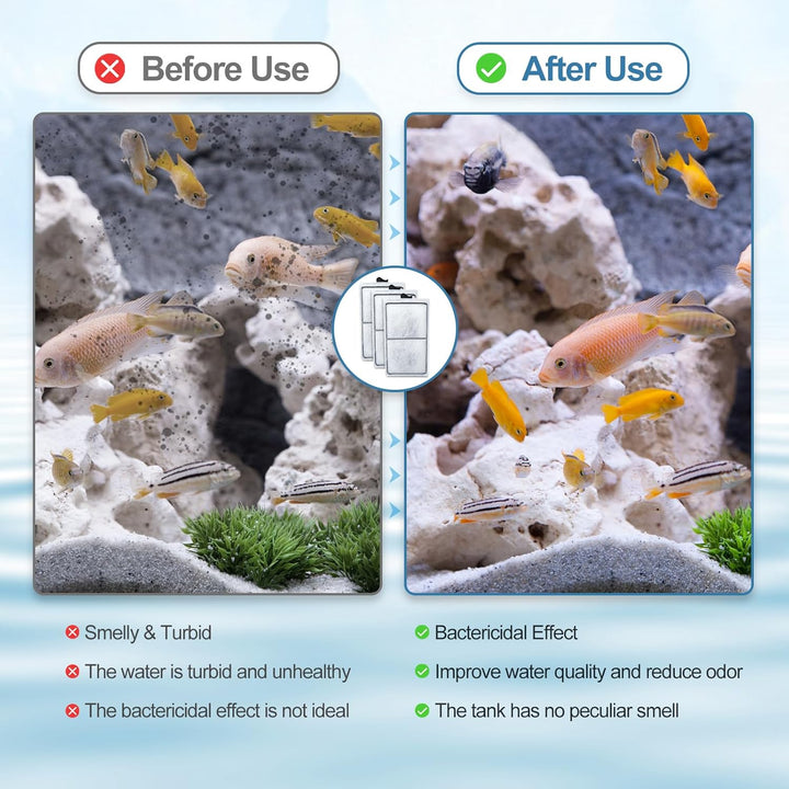 8 Pack PF-S Filter Cartridges Compatible with Top Fin Silenstream PF10 Power Filters, Remplacement Aquarium Carbon Cartridge with Zeolite