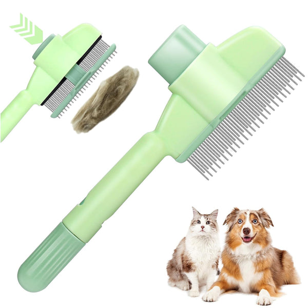Pet Hair Removal Comb One-Click Self-Cleaning Grooming Brush, De-Shedding Comb for Short & Long Hair, Pet Grooming Supplies for Cats & Dogs