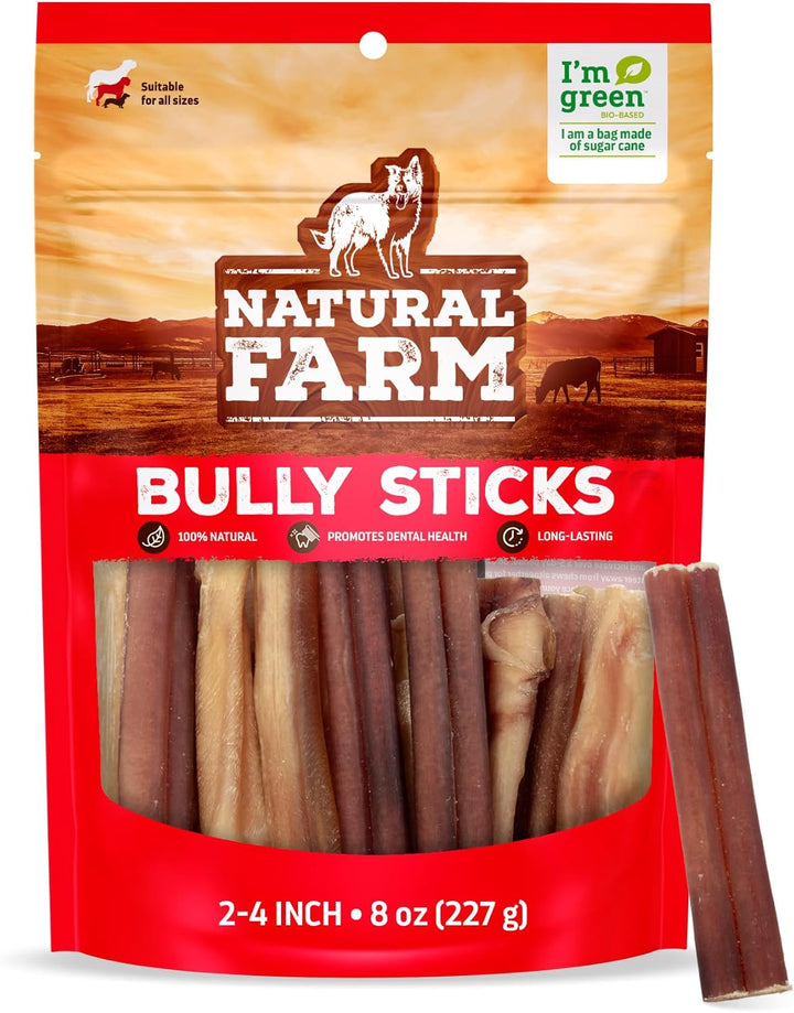 Odor-Free Bully Sticks (6 Inch, 25 Pack), 1.3 Lb. Bag, Fully Digestible 100% Beef Pizzle Chews, Grass-Fed, Non-Gmo, Grain-Free, Natural Long-Lasting Chews for Small & Large Dogs
