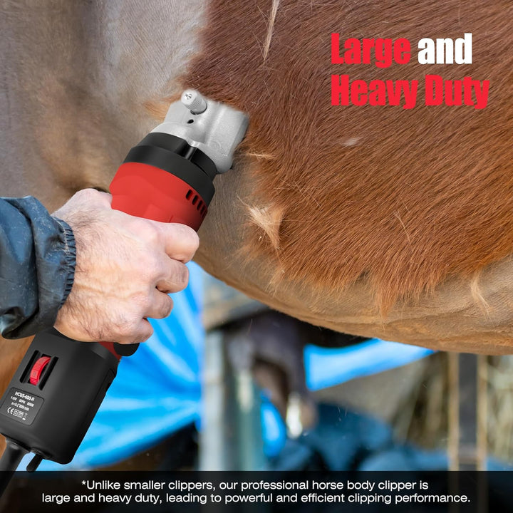 Horse Clippers, 600W Professional Heavy Duty Horse Body Clippers, 6-Speeds Large Livestock Clippers for Body Clipping Horse Equine Cattle and Thick Coat Animals, with One Set of Extra Blades